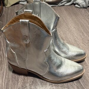 Silver Western Ankle Boots